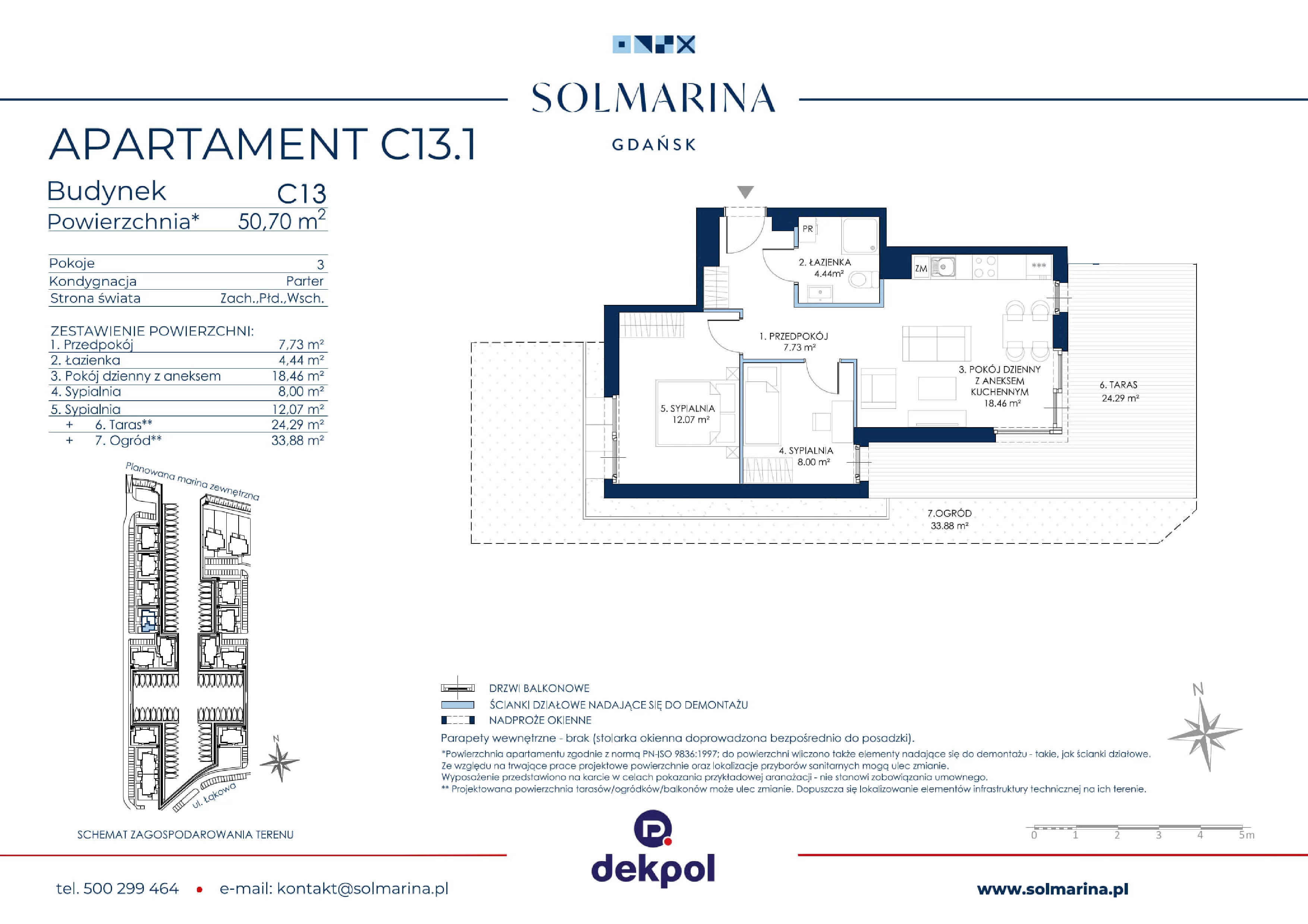 3 pokoje, apartament 50,70 m², parter, oferta nr C13.1, Sol Marina, Wiślinka, ul. Łąkowa