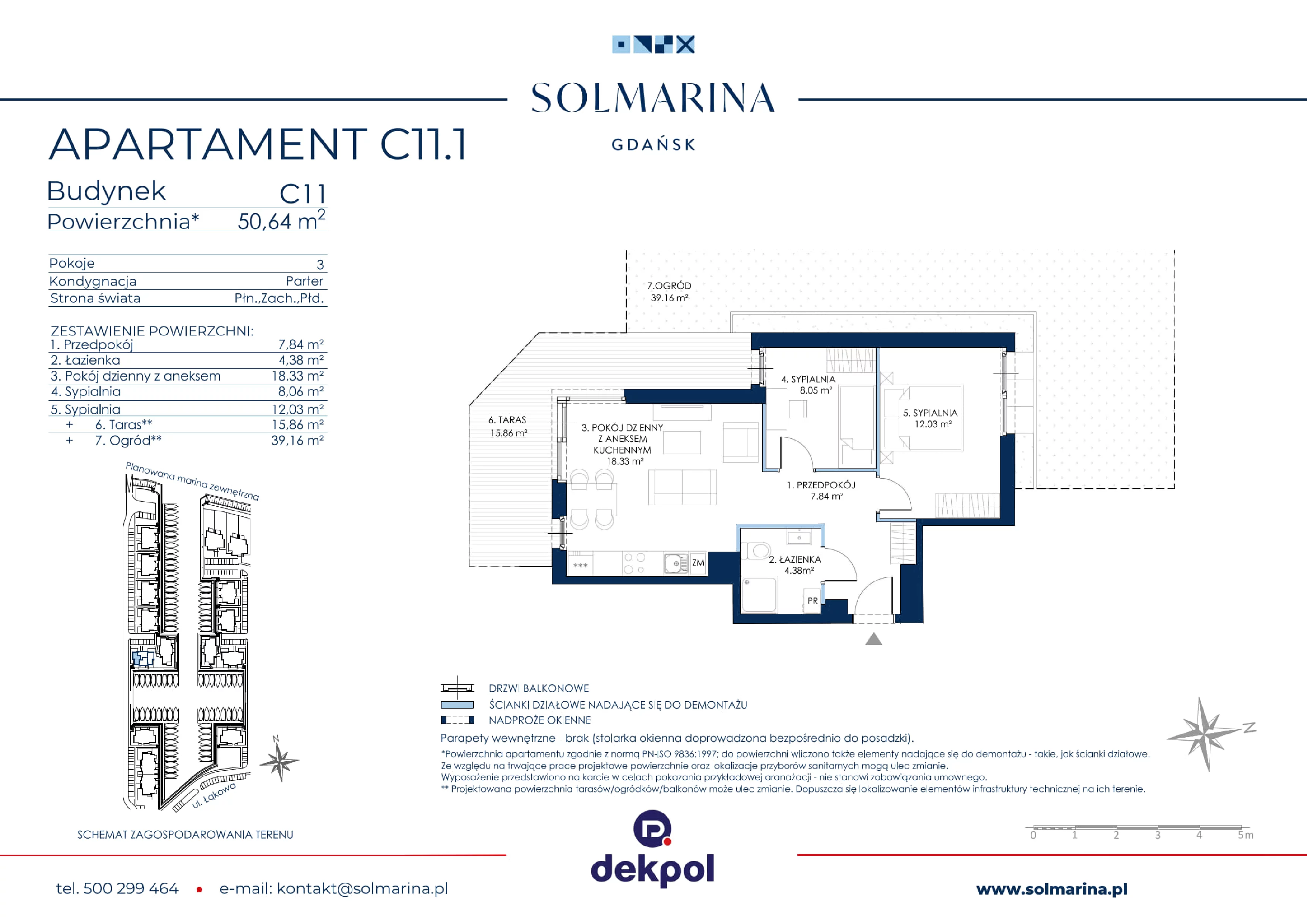 3 pokoje, apartament 50,64 m², parter, oferta nr C11.1, Sol Marina, Wiślinka, ul. Łąkowa