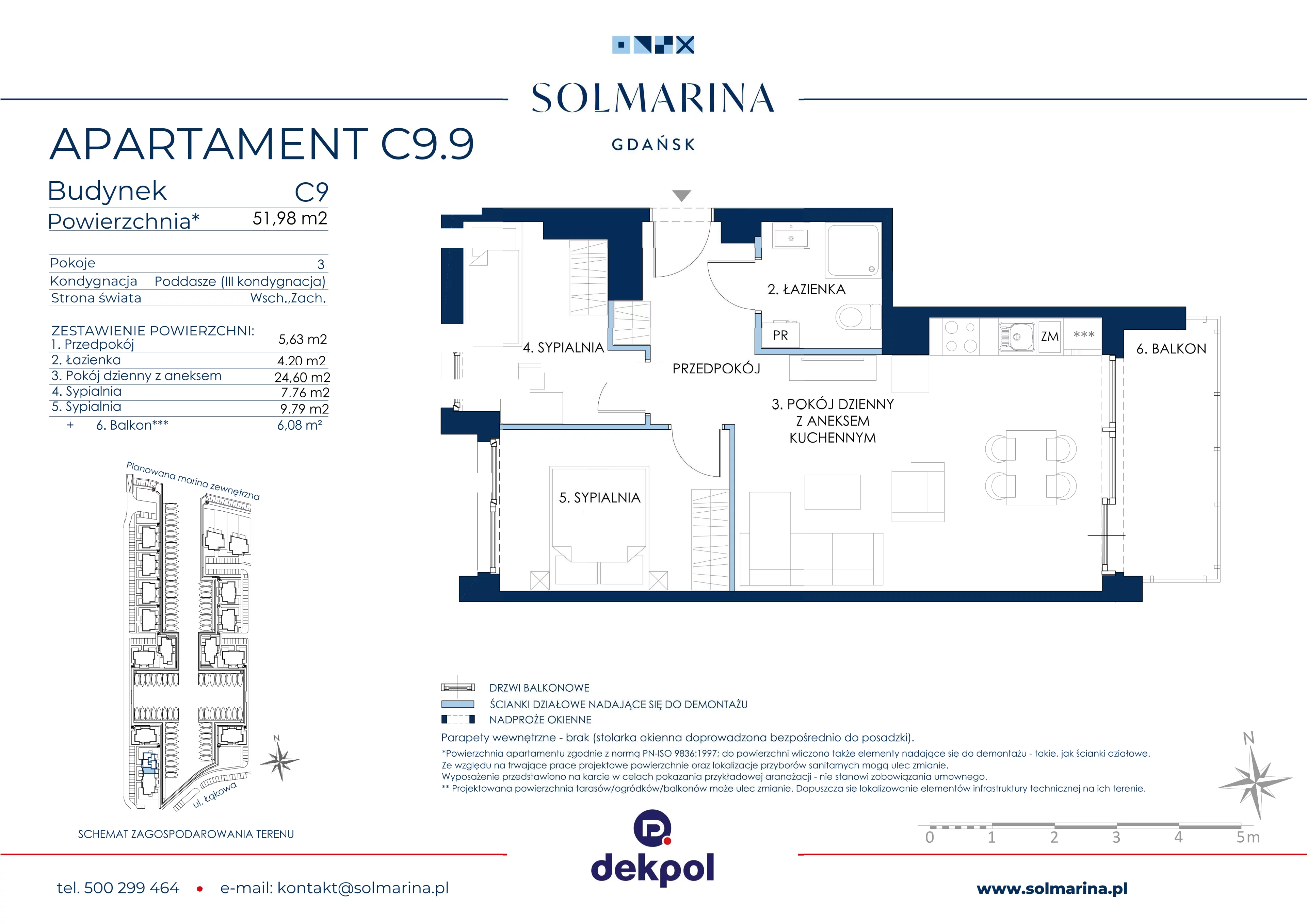 3 pokoje, apartament 51,98 m², piętro 2, oferta nr C9.9, Sol Marina, Wiślinka, ul. Łąkowa