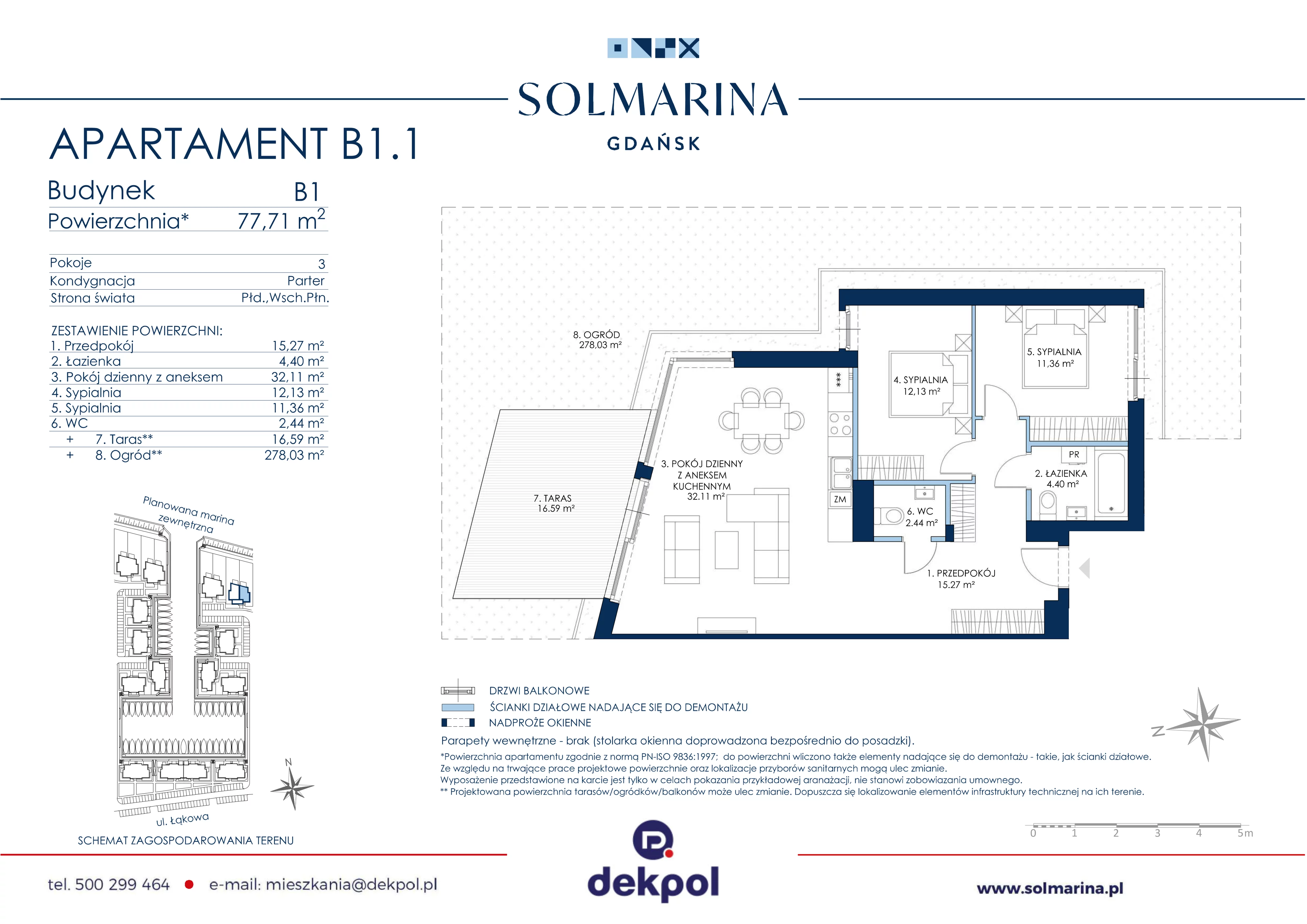 3 pokoje, apartament 77,71 m², parter, oferta nr B1.1, Sol Marina, Wiślinka, ul. Łąkowa