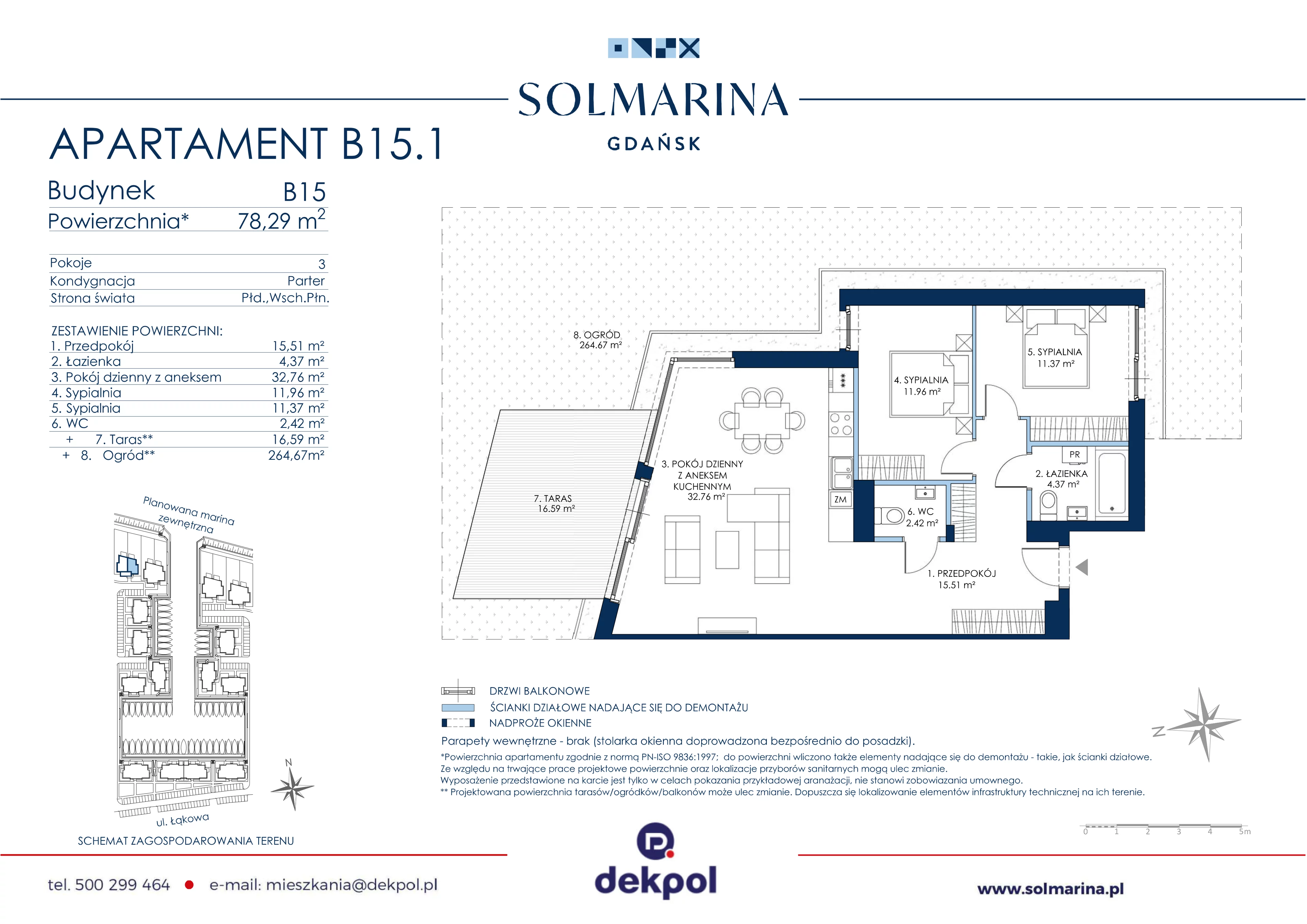 3 pokoje, apartament 78,29 m², parter, oferta nr B15.1, Sol Marina, Wiślinka, ul. Łąkowa