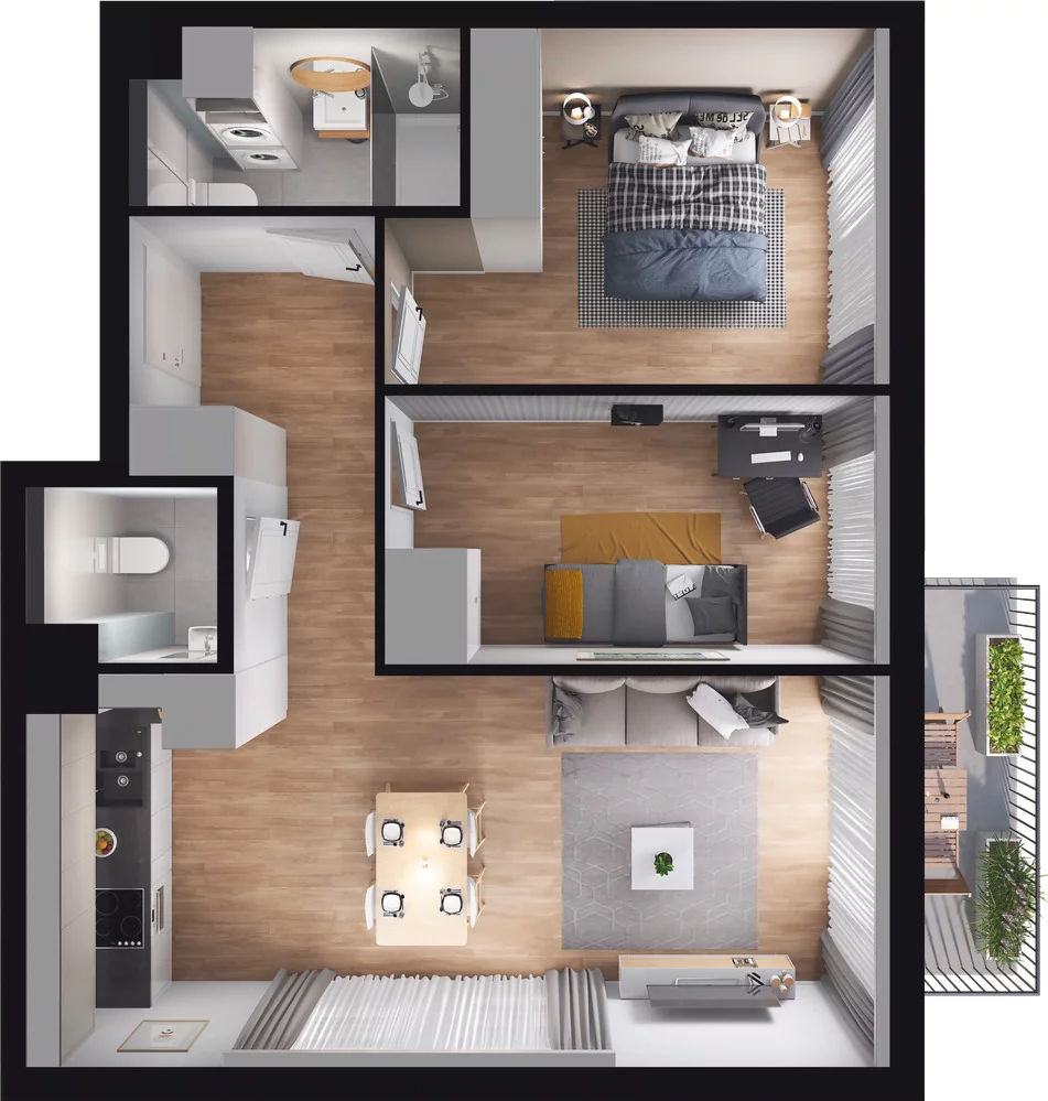 3 pokoje, mieszkanie 58,06 m², piętro 4, oferta nr 9.66, Osiedle Pastelowe, Gdańsk, Orunia Górna-Gdańsk Południe, Łostowice, ul. Pastelowa