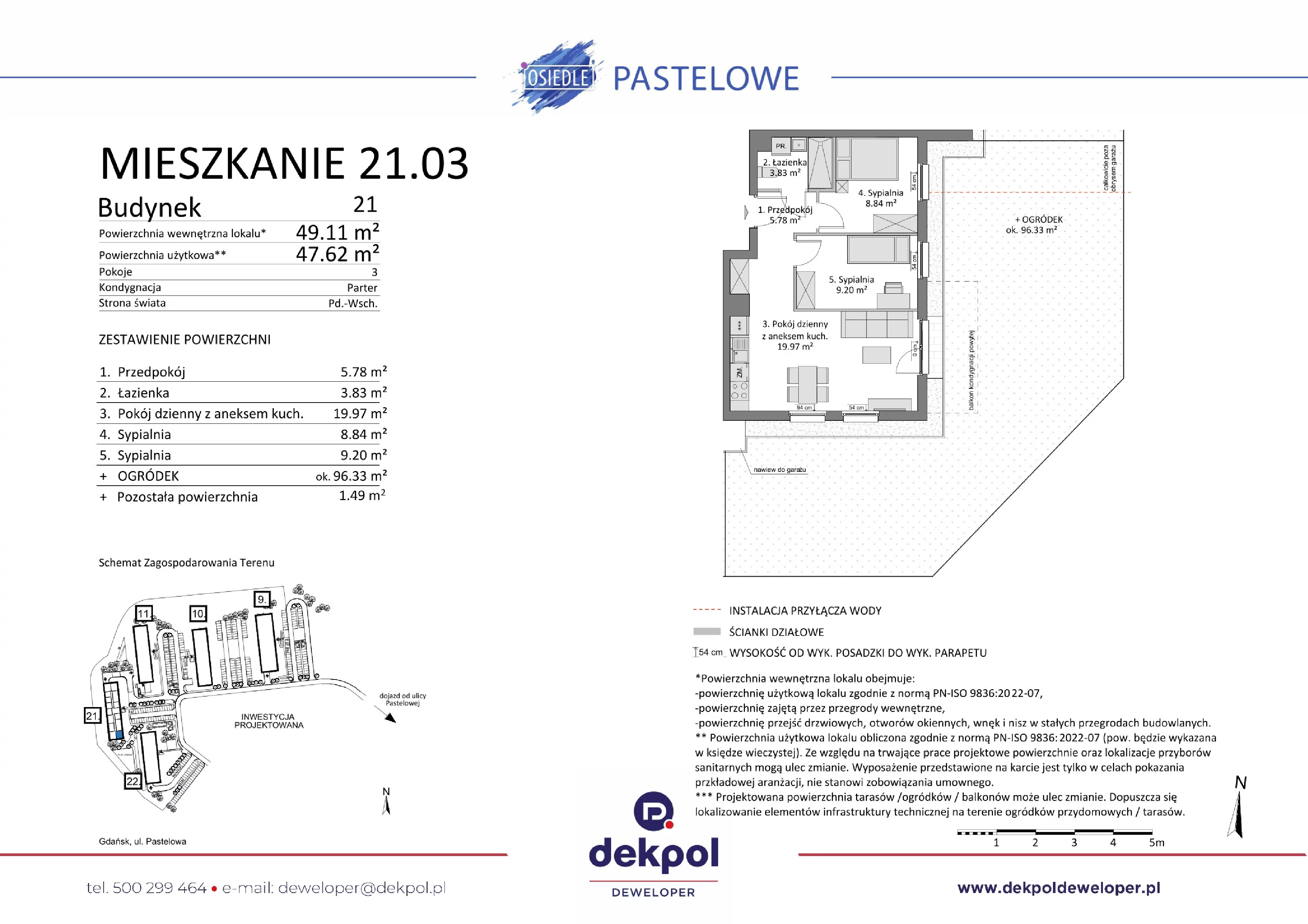 3 pokoje, mieszkanie 47,62 m², parter, oferta nr 21.03, Osiedle Pastelowe, Gdańsk, Orunia Górna-Gdańsk Południe, Łostowice, ul. Pastelowa