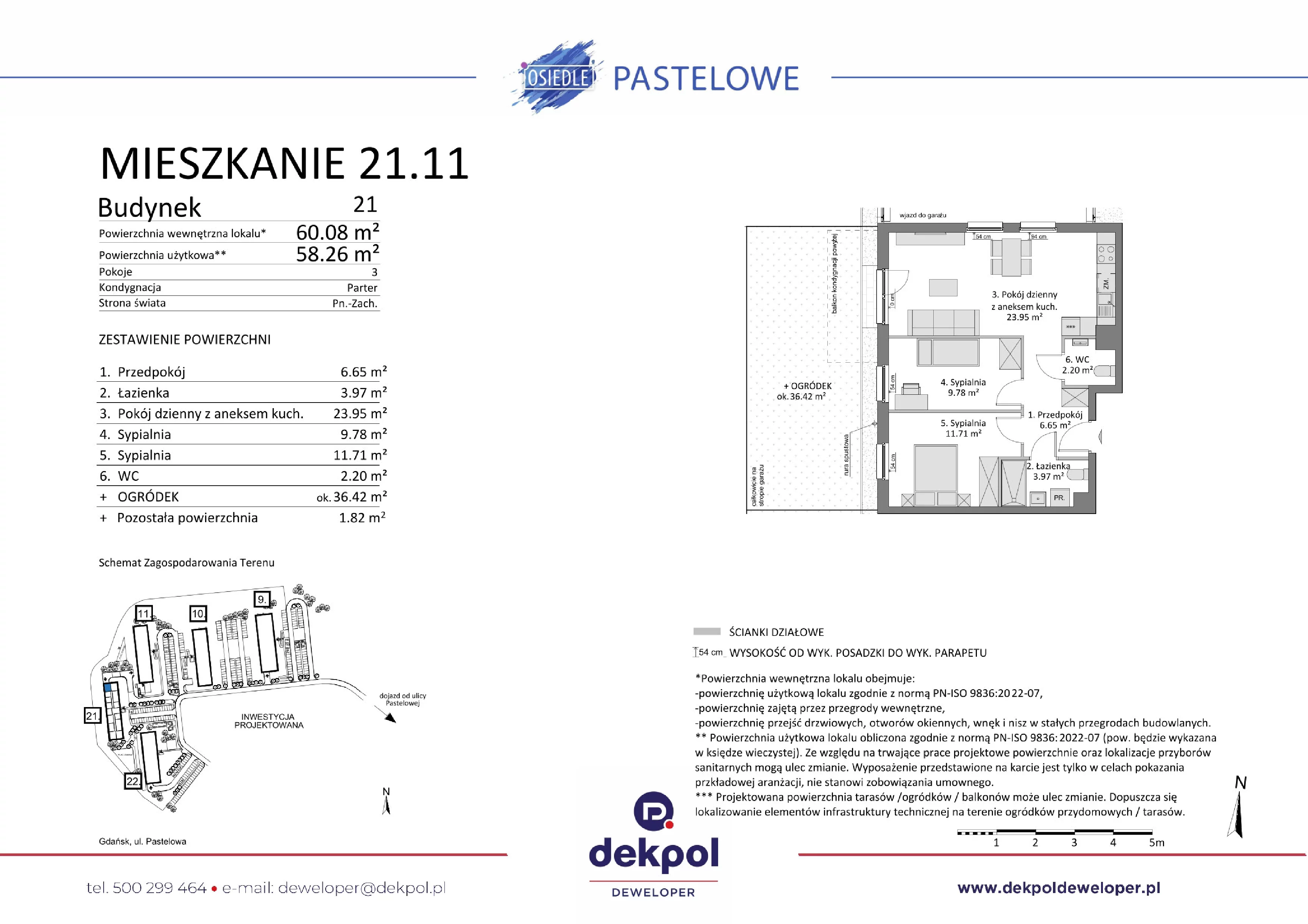 3 pokoje, mieszkanie 58,26 m², parter, oferta nr 21.11, Osiedle Pastelowe, Gdańsk, Orunia Górna-Gdańsk Południe, Łostowice, ul. Pastelowa