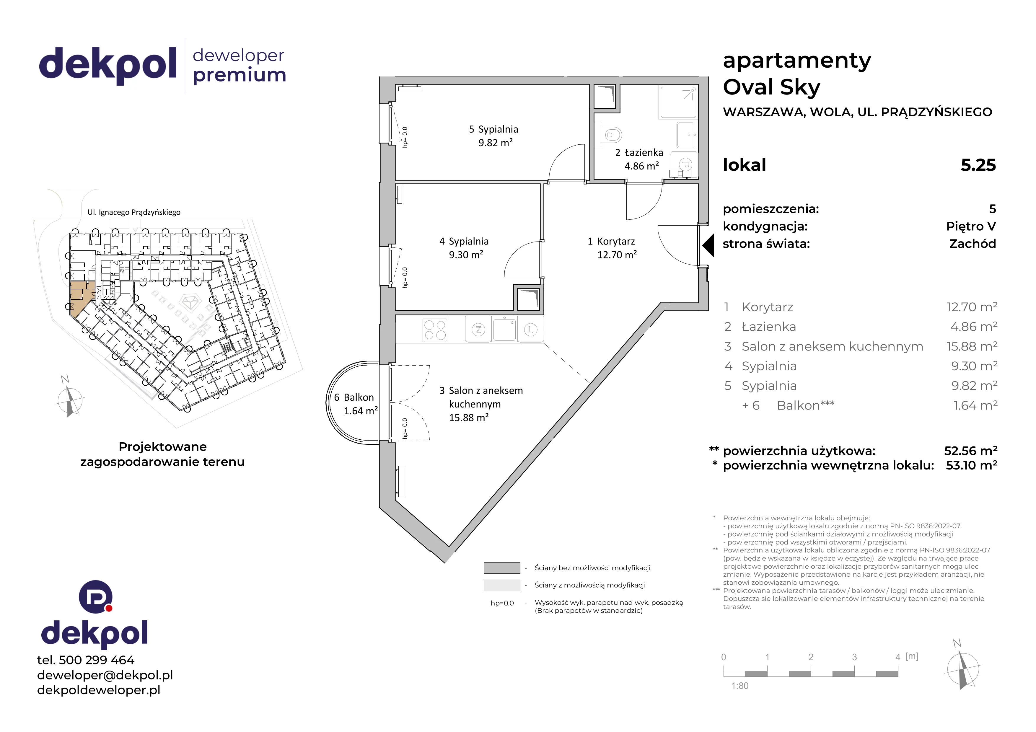 3 pokoje, apartament 52,56 m², piętro 5, oferta nr 5.25, OVAL SKY, Warszawa, Wola, Czyste, ul. Prądzyńskiego 21