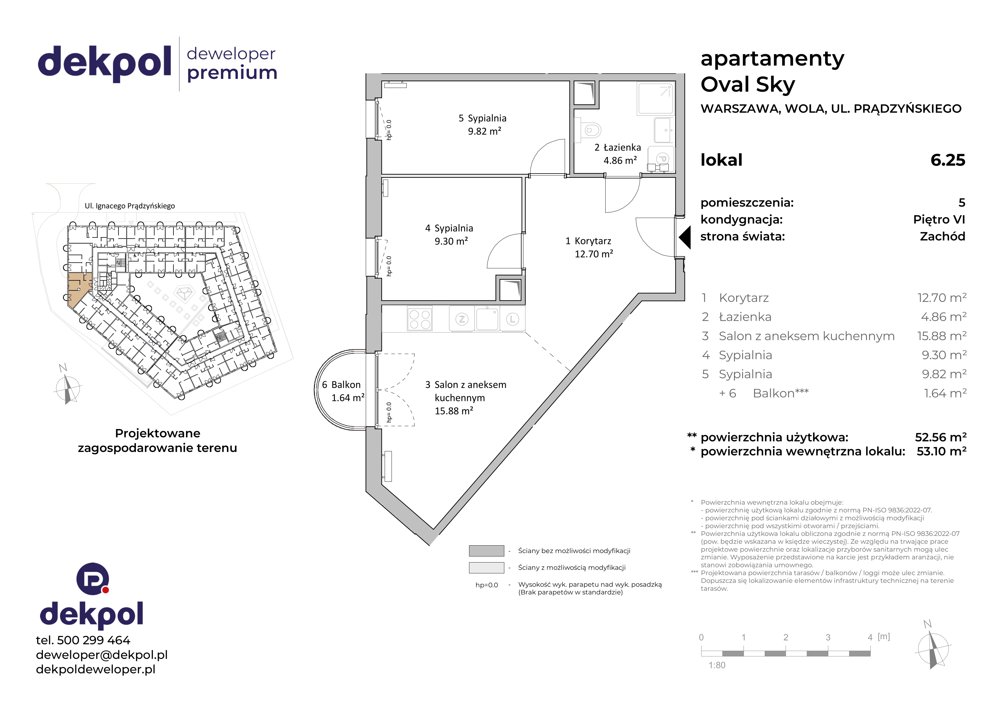 3 pokoje, apartament 52,56 m², piętro 6, oferta nr 6.25, OVAL SKY, Warszawa, Wola, Czyste, ul. Prądzyńskiego 21