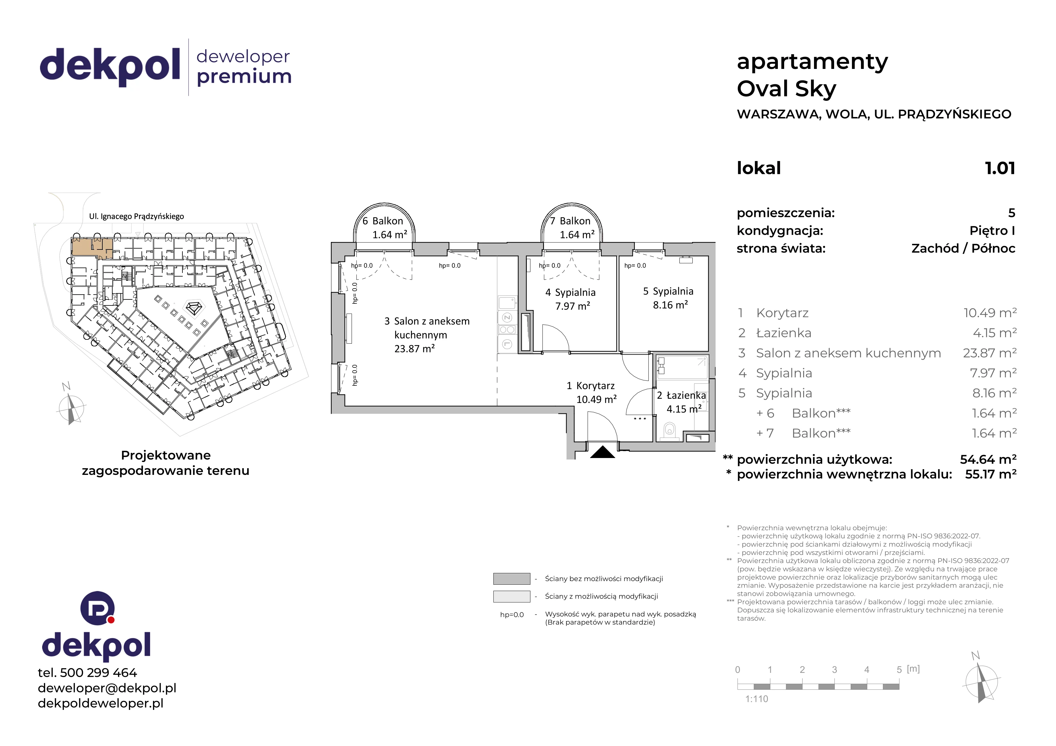 3 pokoje, apartament 54,64 m², piętro 1, oferta nr 1.01, OVAL SKY, Warszawa, Wola, Czyste, ul. Prądzyńskiego 21