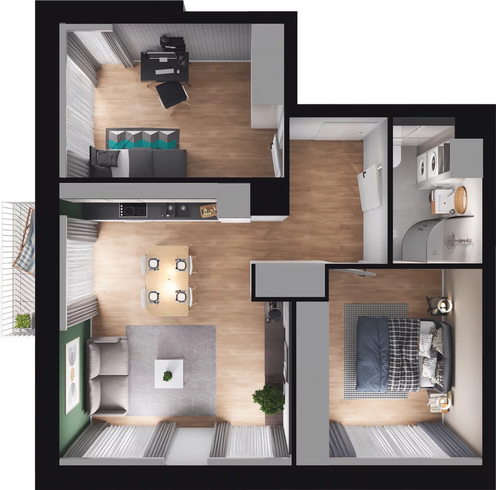 3 pokoje, mieszkanie 54,49 m², piętro 1, oferta nr C1.23, Osiedle Kociewskie III, Rokitki, ul. Tczewska