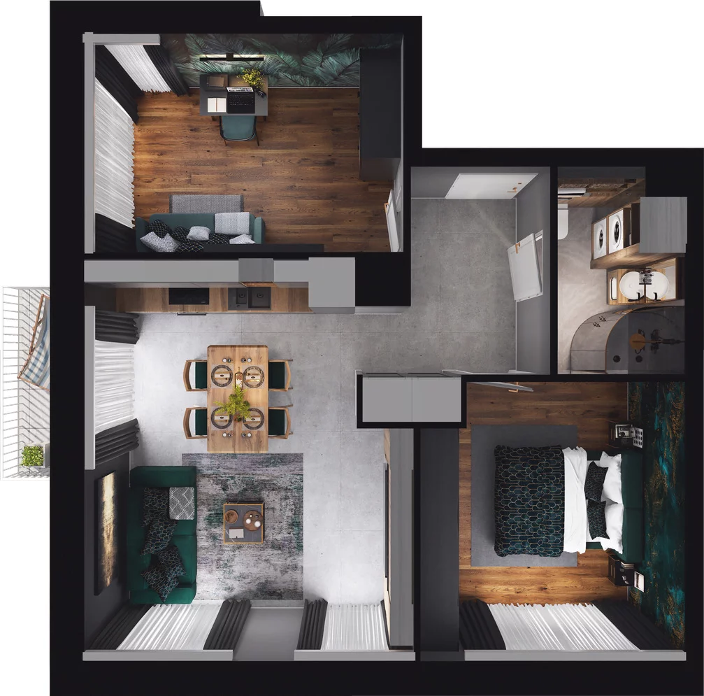 3 pokoje, mieszkanie 54,49 m², piętro 1, oferta nr C1.23, Osiedle Kociewskie III, Rokitki, ul. Tczewska