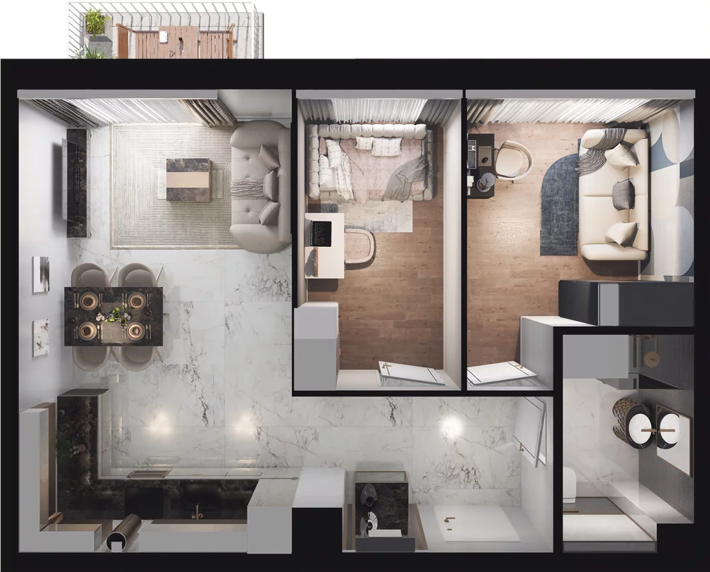 3 pokoje, mieszkanie 54,59 m², piętro 3, oferta nr C3.41, Osiedle Kociewskie III, Rokitki, ul. Tczewska