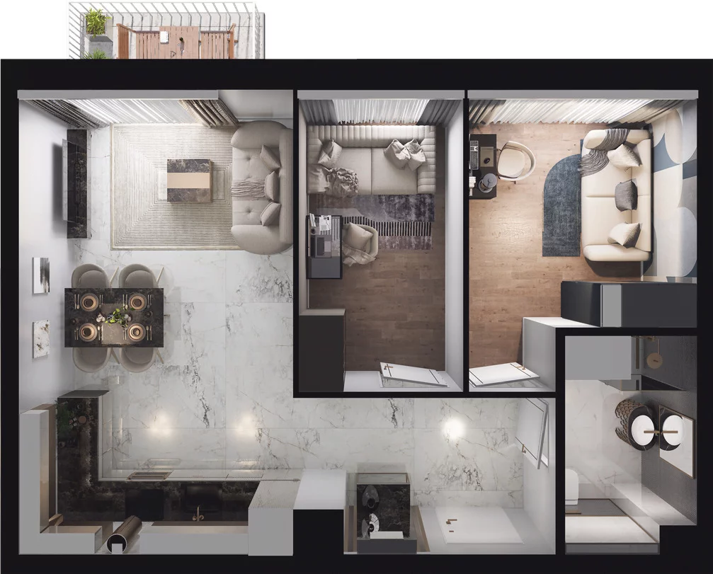 3 pokoje, mieszkanie 54,52 m², piętro 2, oferta nr C2.29, Osiedle Kociewskie III, Rokitki, ul. Tczewska