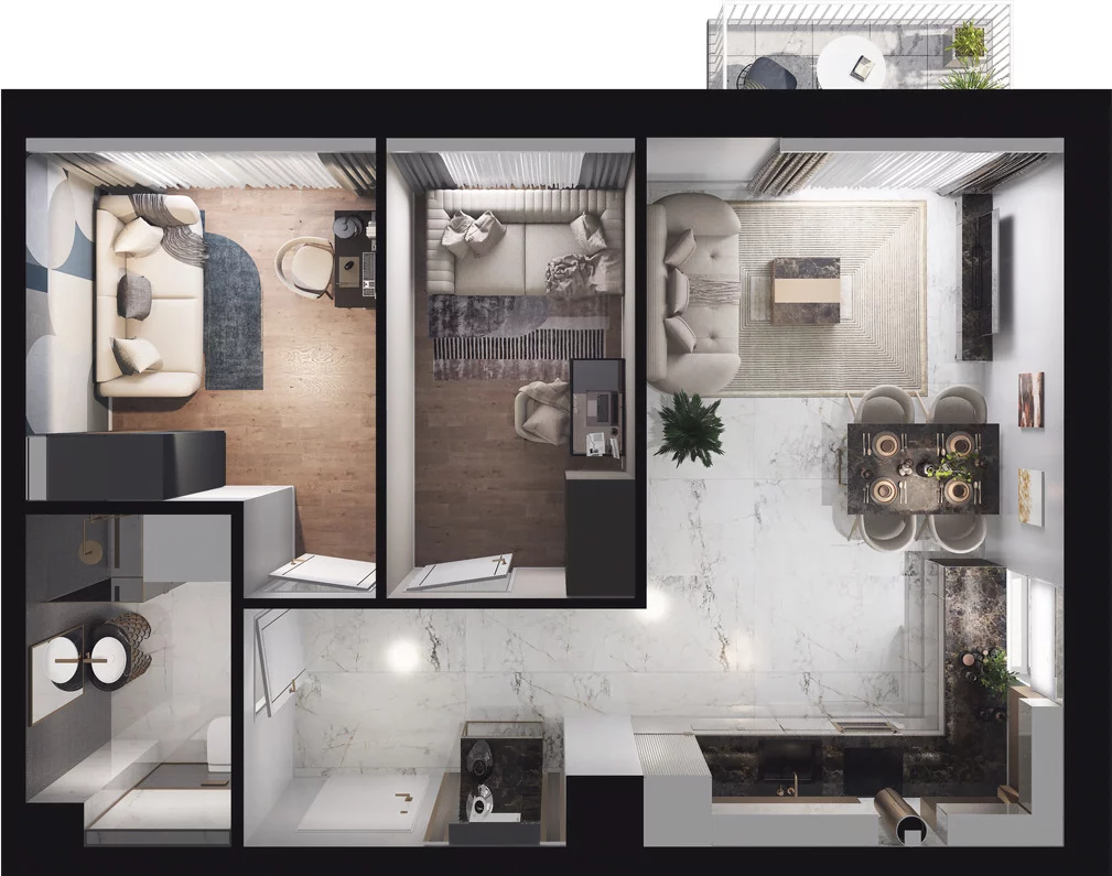 3 pokoje, mieszkanie 54,45 m², piętro 3, oferta nr C2.40*, Osiedle Kociewskie III, Rokitki, ul. Tczewska