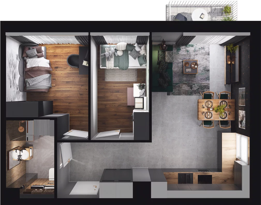 3 pokoje, mieszkanie 54,45 m², piętro 3, oferta nr C2.40*, Osiedle Kociewskie III, Rokitki, ul. Tczewska