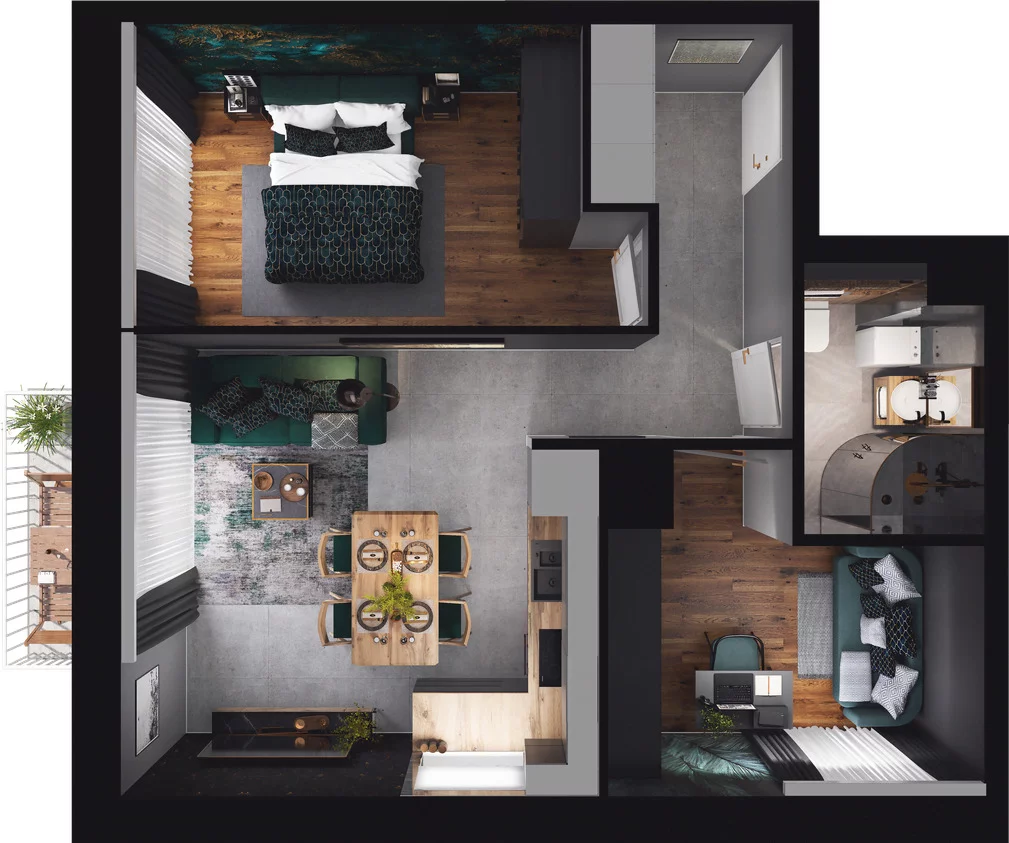 3 pokoje, mieszkanie 49,03 m², piętro 2, oferta nr C3.27, Osiedle Kociewskie III, Rokitki, ul. Tczewska