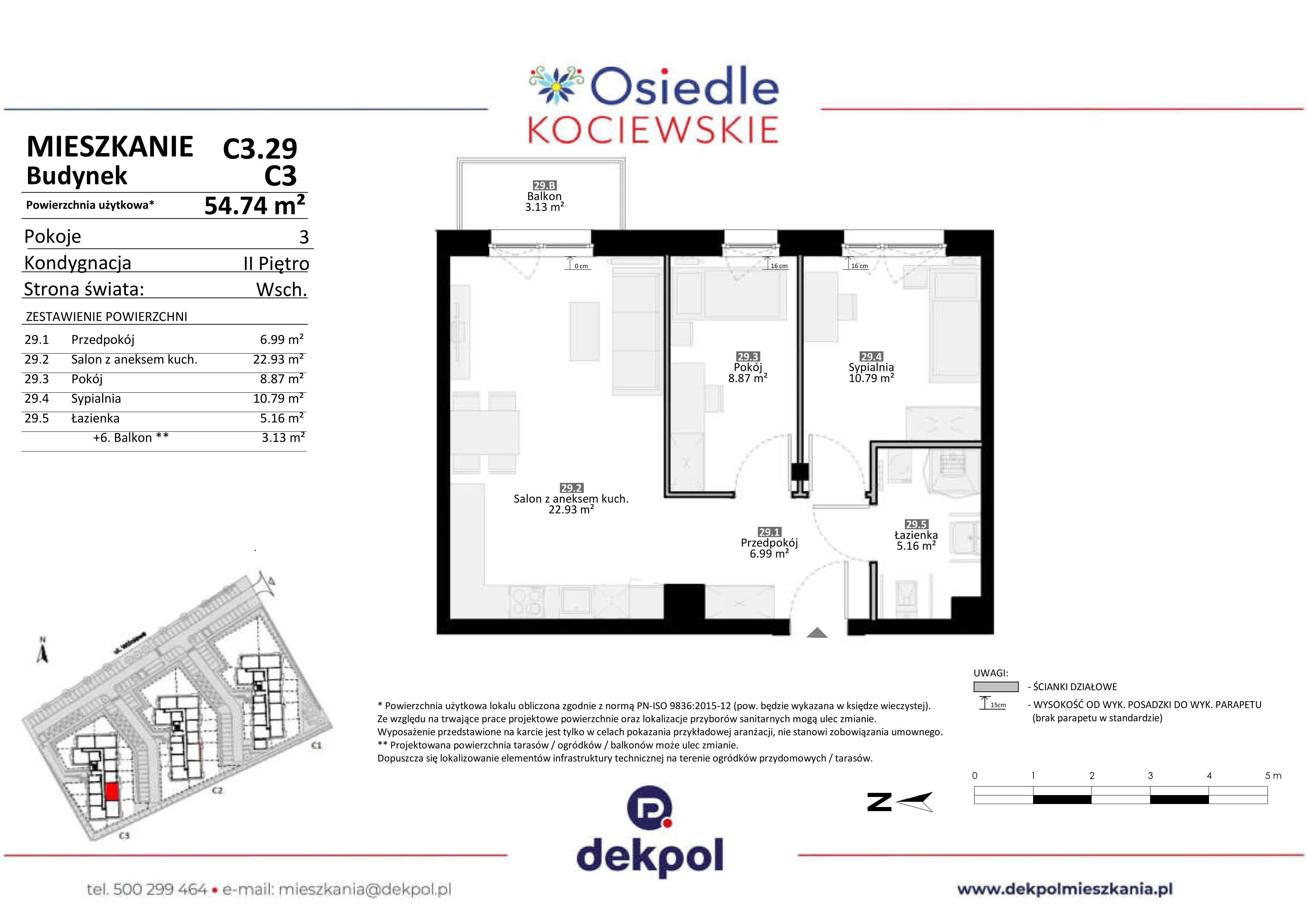3 pokoje, mieszkanie 54,74 m², piętro 2, oferta nr C3.29, Osiedle Kociewskie III, Rokitki, ul. Tczewska