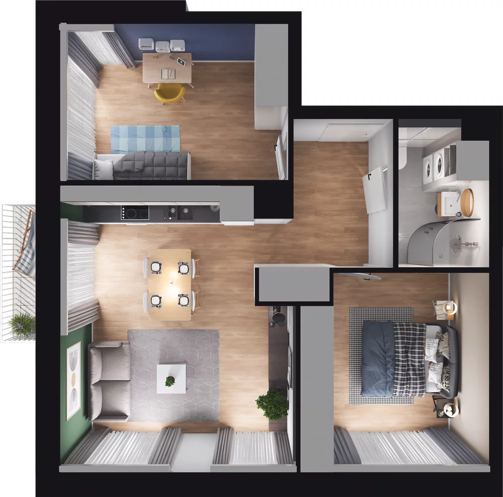 3 pokoje, mieszkanie 54,32 m², piętro 2, oferta nr C3.35, Osiedle Kociewskie III, Rokitki, ul. Tczewska