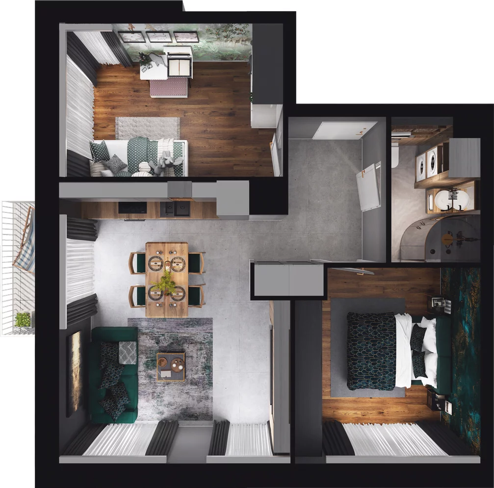 3 pokoje, mieszkanie 54,32 m², piętro 2, oferta nr C3.35, Osiedle Kociewskie III, Rokitki, ul. Tczewska