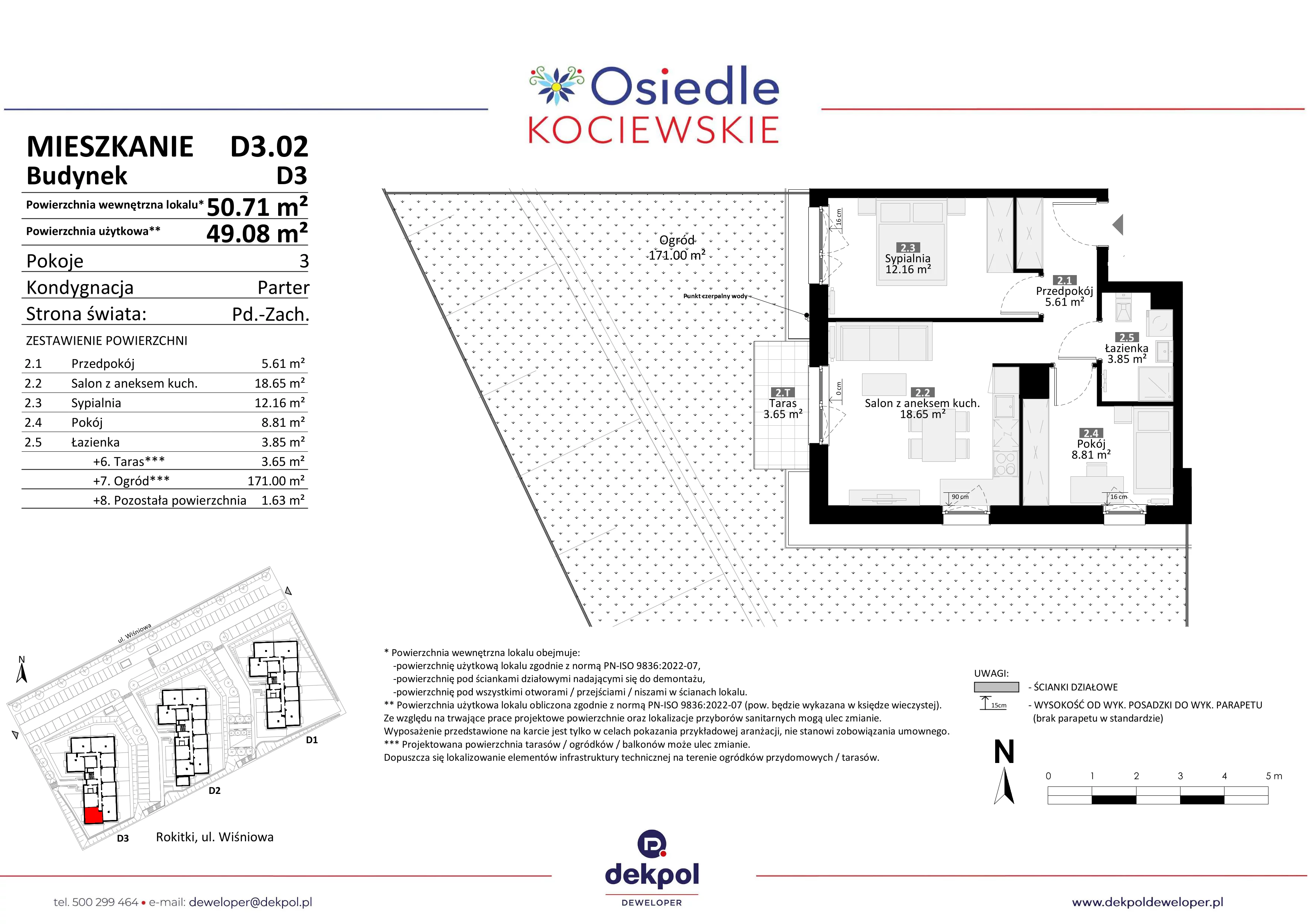 3 pokoje, mieszkanie 49,08 m², parter, oferta nr D3.02, Osiedle Kociewskie III, Rokitki, ul. Tczewska