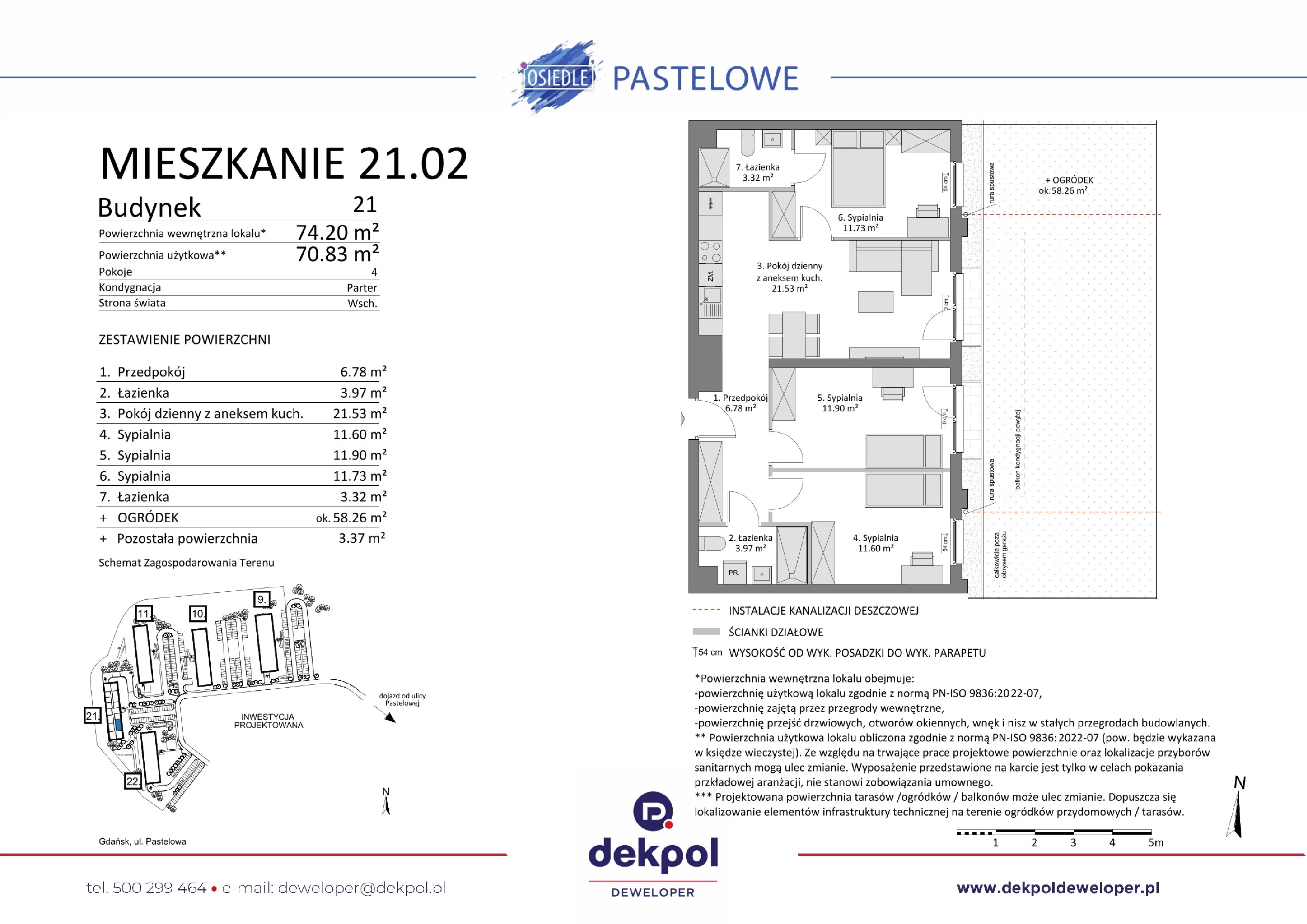 4 pokoje, mieszkanie 70,83 m², parter, oferta nr 21.02, Osiedle Pastelowe, Gdańsk, Orunia Górna-Gdańsk Południe, Łostowice, ul. Pastelowa