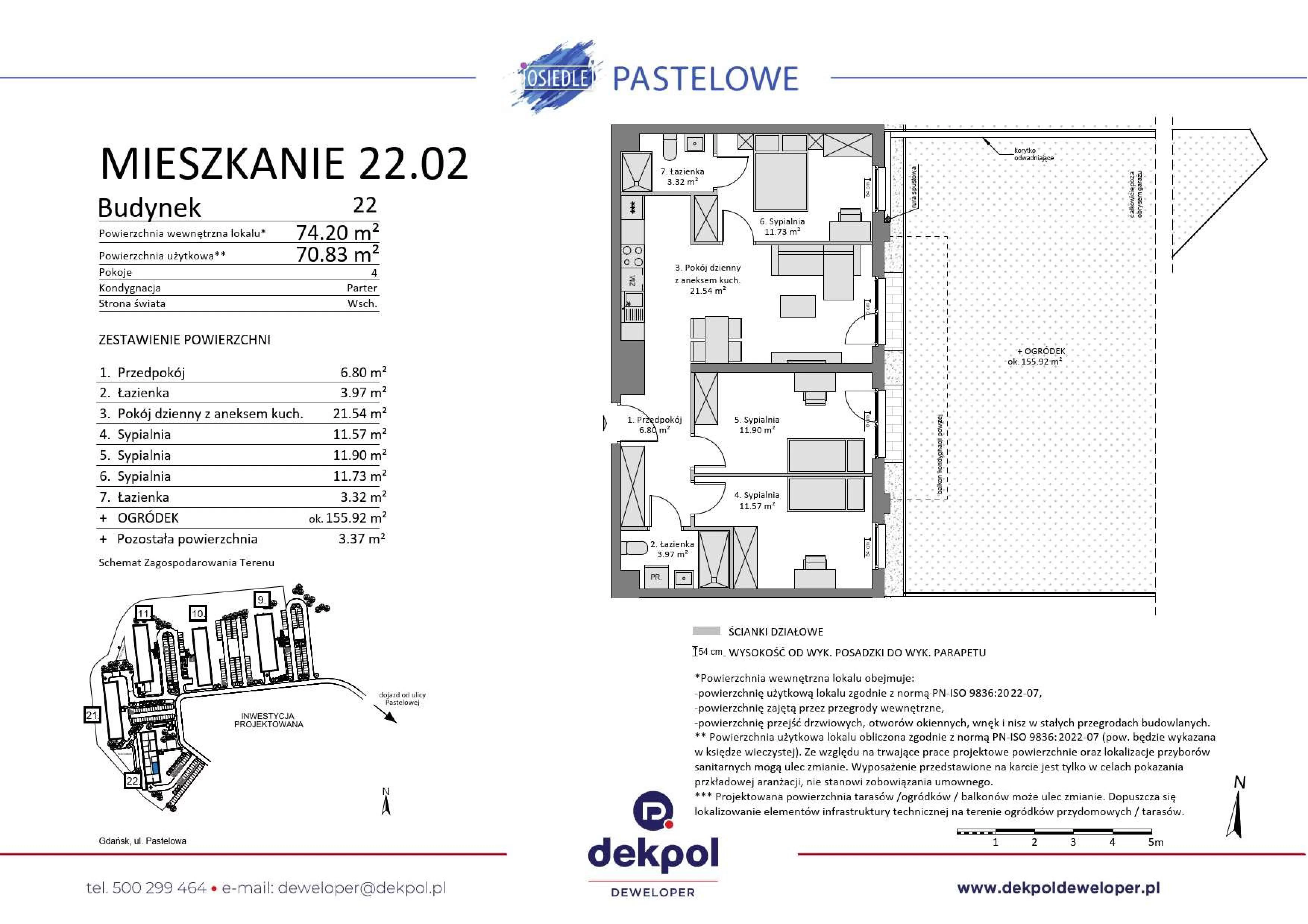 4 pokoje, mieszkanie 70,83 m², parter, oferta nr 22.02, Osiedle Pastelowe, Gdańsk, Orunia Górna-Gdańsk Południe, Łostowice, ul. Pastelowa