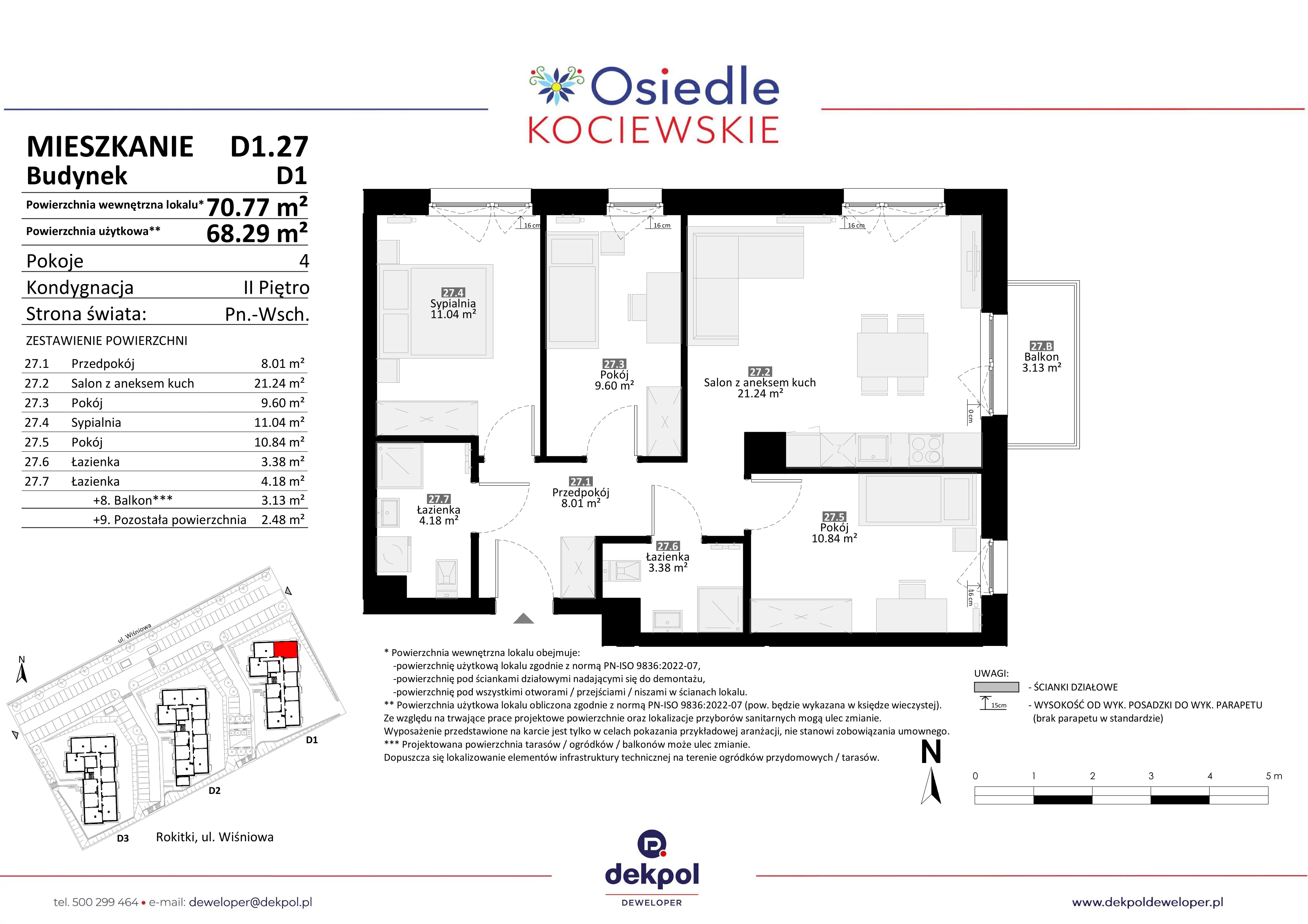 4 pokoje, mieszkanie 68,29 m², piętro 2, oferta nr D1.27, Osiedle Kociewskie III, Rokitki, ul. Tczewska
