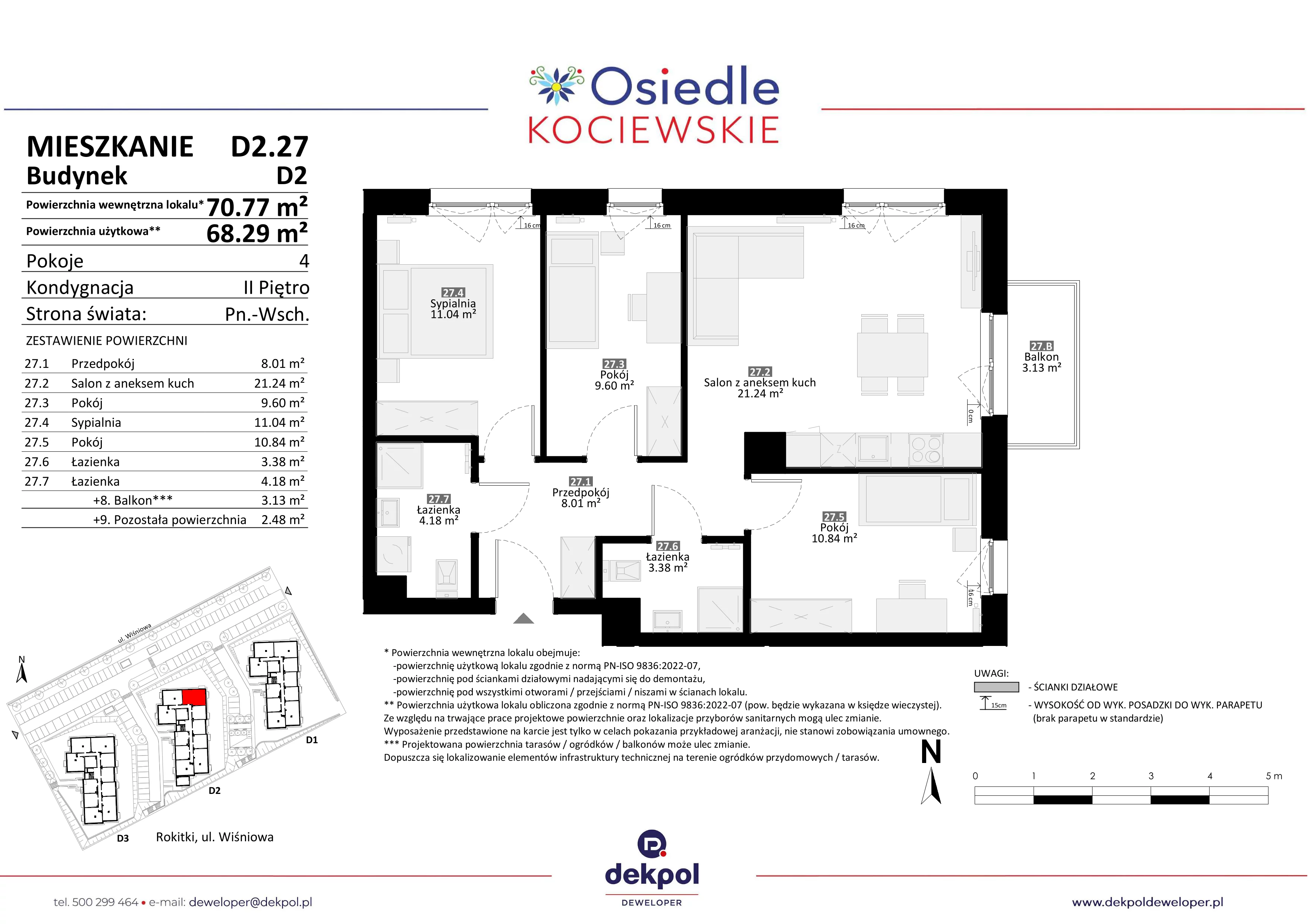 4 pokoje, mieszkanie 68,29 m², piętro 2, oferta nr D2.27, Osiedle Kociewskie III, Rokitki, ul. Tczewska