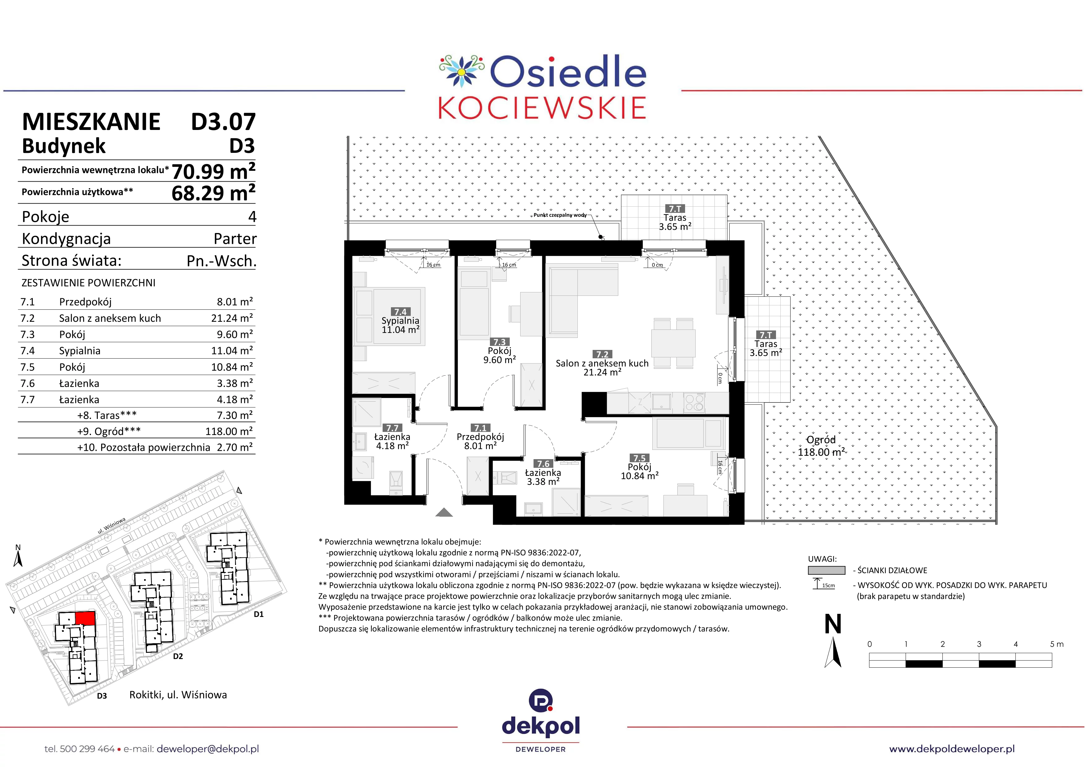 4 pokoje, mieszkanie 68,29 m², parter, oferta nr D3.07*, Osiedle Kociewskie III, Rokitki, ul. Tczewska