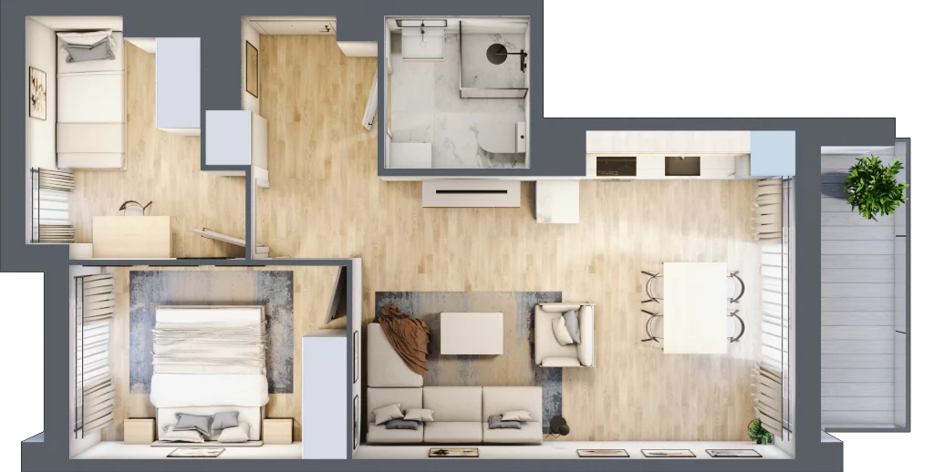 3 pokoje, apartament 51,15 m², piętro 1, oferta nr C9.5, Sol Marina, Wiślinka, ul. Łąkowa