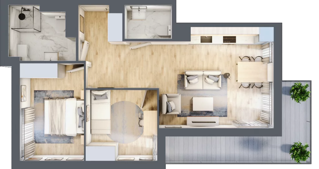 3 pokoje, apartament 56,04 m², piętro 1, oferta nr C14.4, Sol Marina, Wiślinka, ul. Łąkowa