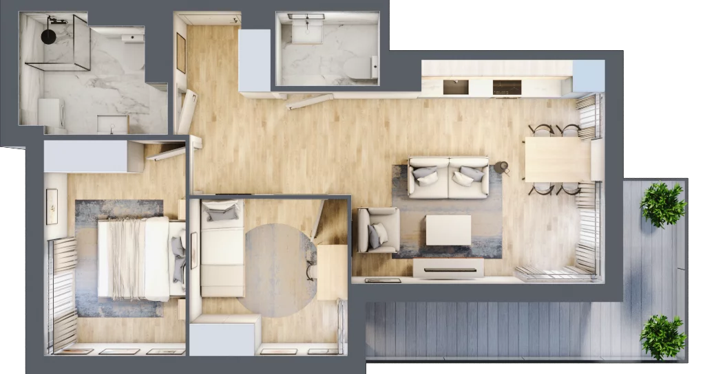 3 pokoje, apartament 56,38 m², piętro 1, oferta nr C7.4, Sol Marina, Wiślinka, ul. Łąkowa
