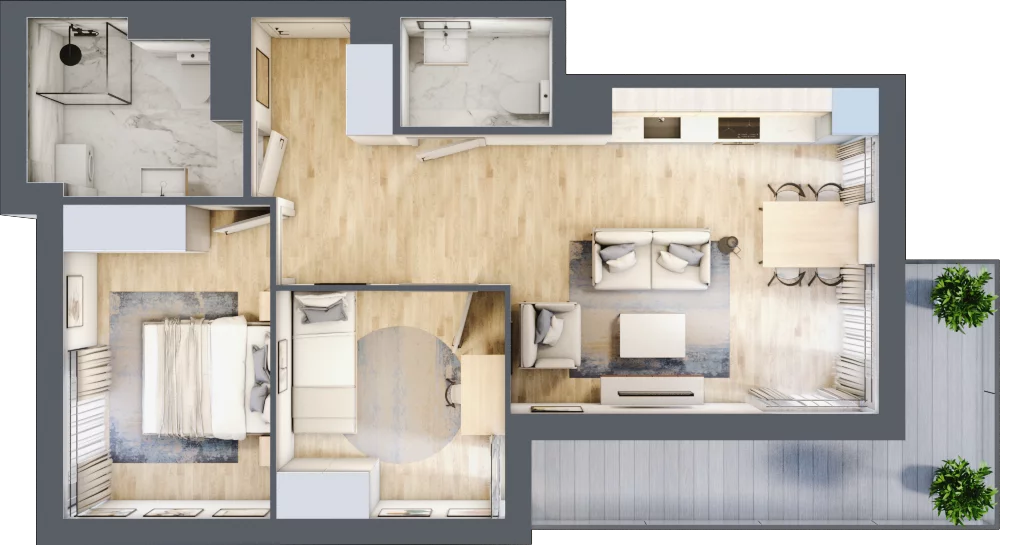 3 pokoje, apartament 55,56 m², piętro 2, oferta nr C14.7, Sol Marina, Wiślinka, ul. Łąkowa