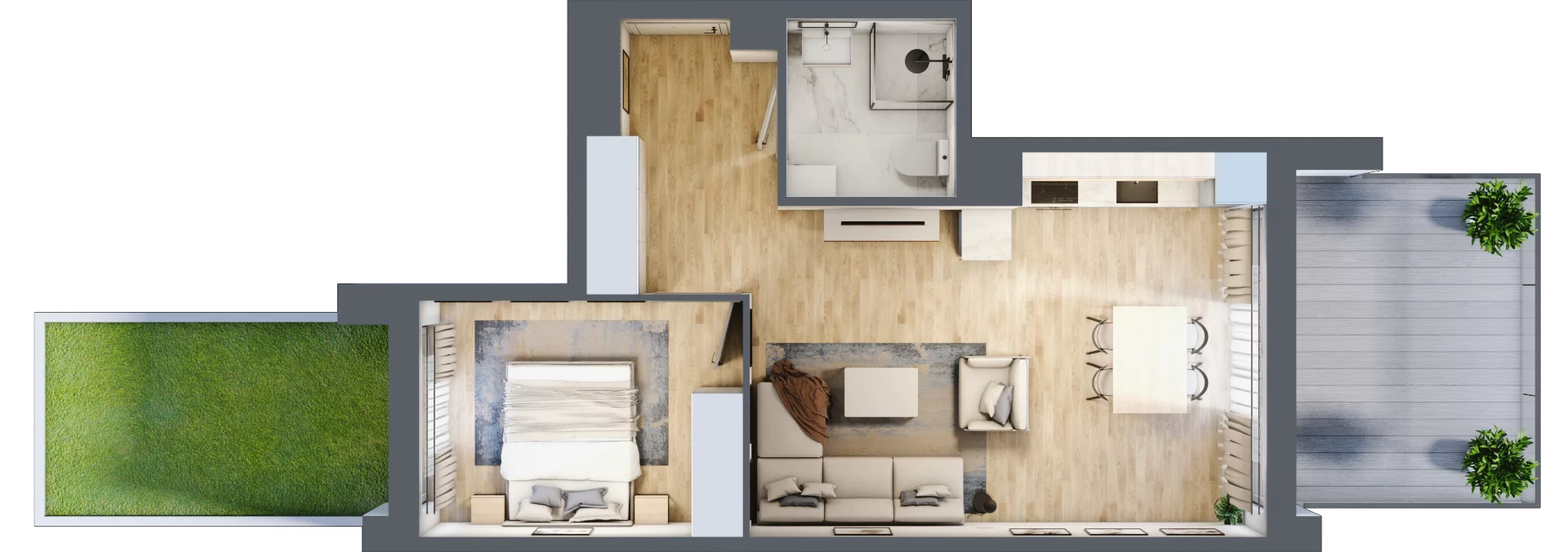 2 pokoje, apartament 44,62 m², parter, oferta nr C9.1, Sol Marina, Wiślinka, ul. Łąkowa