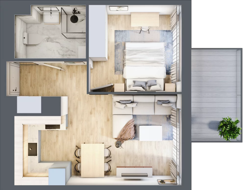 2 pokoje, apartament 37,77 m², piętro 2, oferta nr C12.8, Sol Marina, Wiślinka, ul. Łąkowa