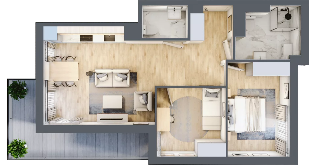 3 pokoje, apartament 56,82 m², piętro 1, oferta nr C4.4, Sol Marina, Wiślinka, ul. Łąkowa
