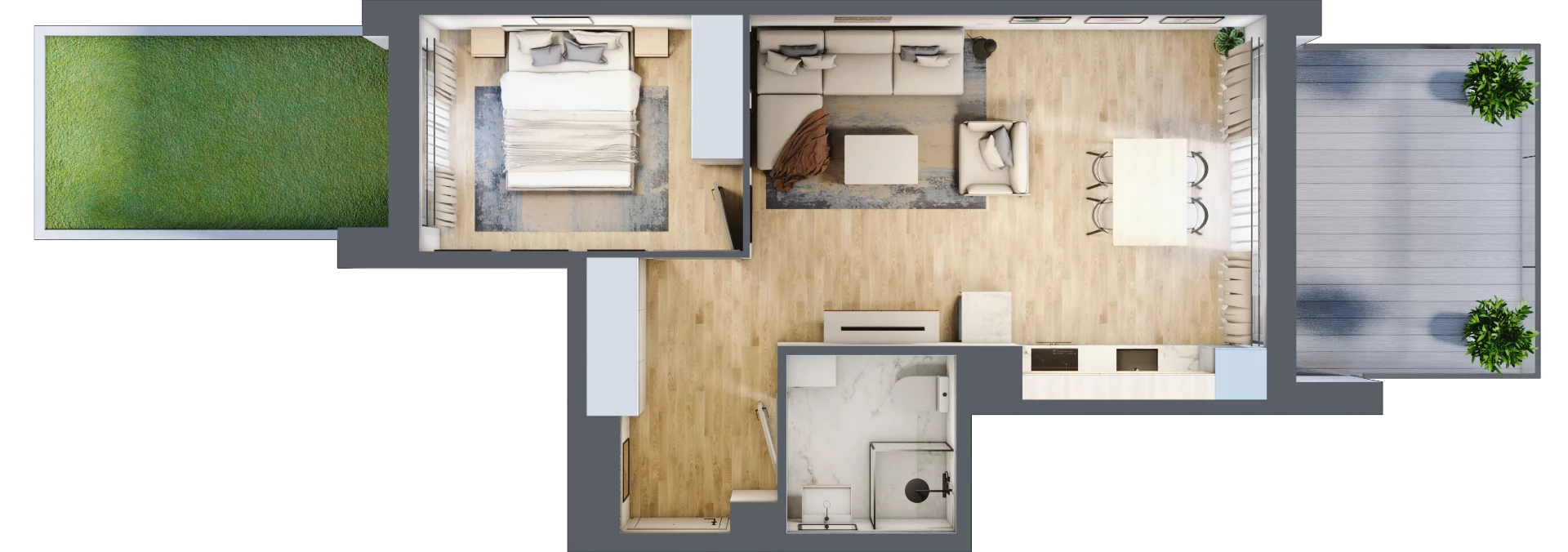 2 pokoje, apartament 44,42 m², parter, oferta nr C8.1, Sol Marina, Wiślinka, ul. Łąkowa