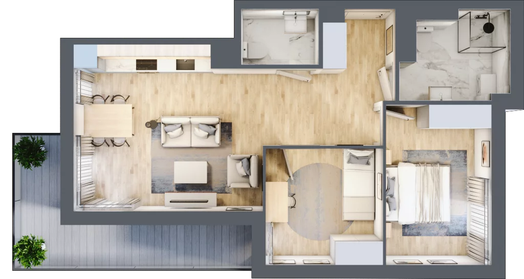 3 pokoje, apartament 56,81 m², piętro 2, oferta nr C4.7, Sol Marina, Wiślinka, ul. Łąkowa