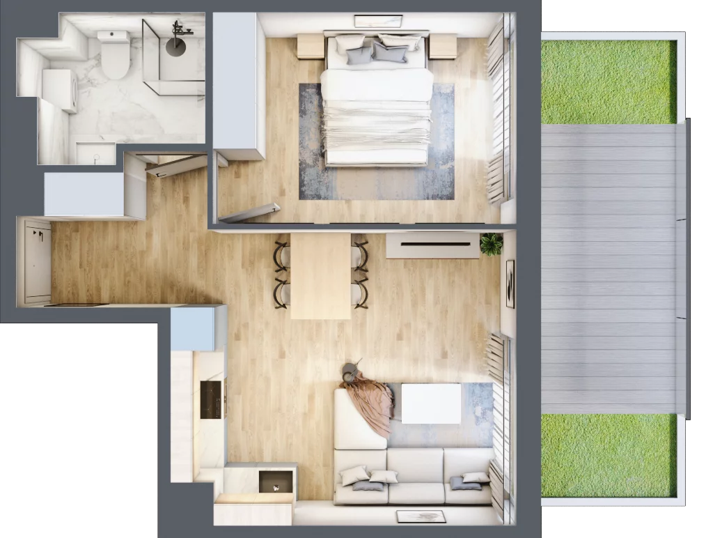 2 pokoje, apartament 40,61 m², parter, oferta nr C13.2, Sol Marina, Wiślinka, ul. Łąkowa
