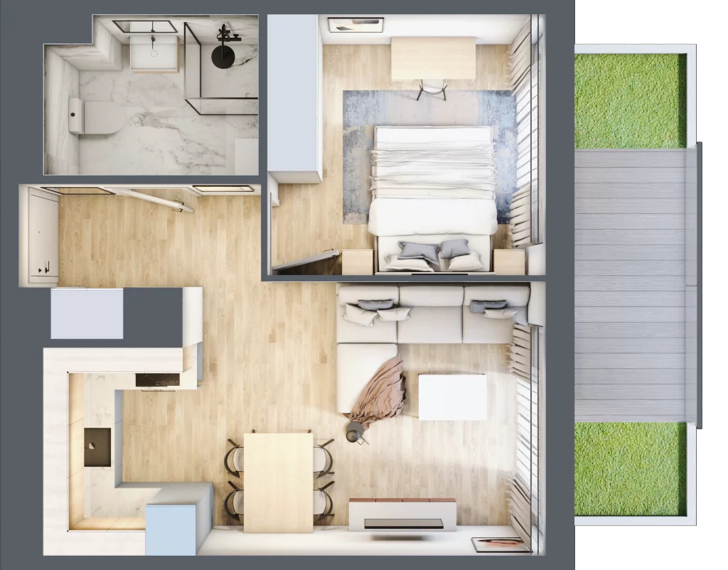 2 pokoje, apartament 37,83 m², parter, oferta nr C12.2, Sol Marina, Wiślinka, ul. Łąkowa