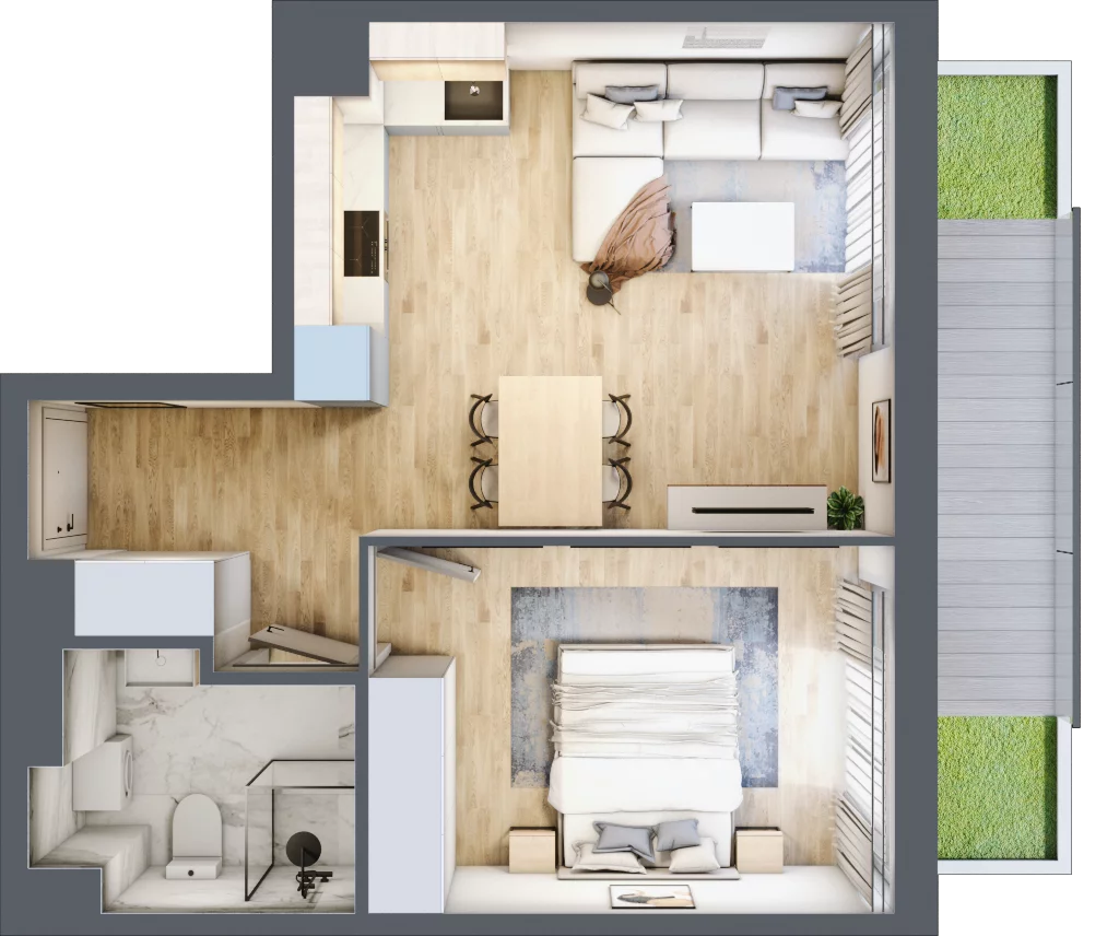 2 pokoje, apartament 40,83 m², parter, oferta nr C10.2, Sol Marina, Wiślinka, ul. Łąkowa