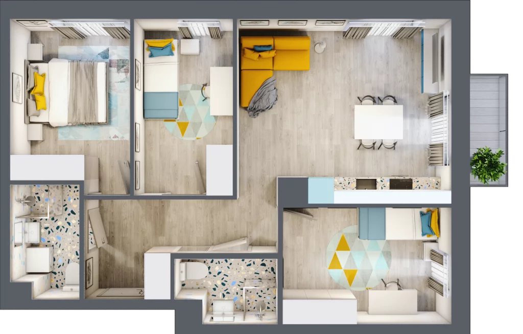 4 pokoje, mieszkanie 68,29 m², piętro 2, oferta nr D1.27, Osiedle Kociewskie III, Rokitki, ul. Tczewska