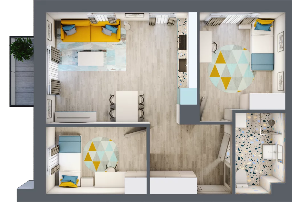 3 pokoje, mieszkanie 54,69 m², piętro 3, oferta nr D1.38, Osiedle Kociewskie III, Rokitki, ul. Tczewska
