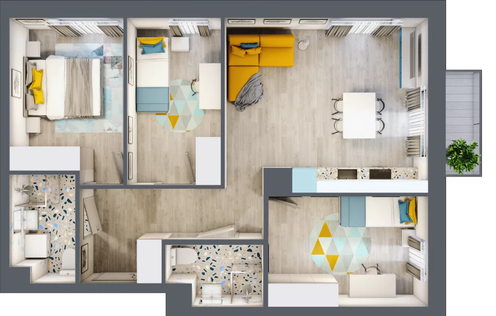 4 pokoje, mieszkanie 68,29 m², piętro 1, oferta nr D2.17, Osiedle Kociewskie III, Rokitki, ul. Tczewska