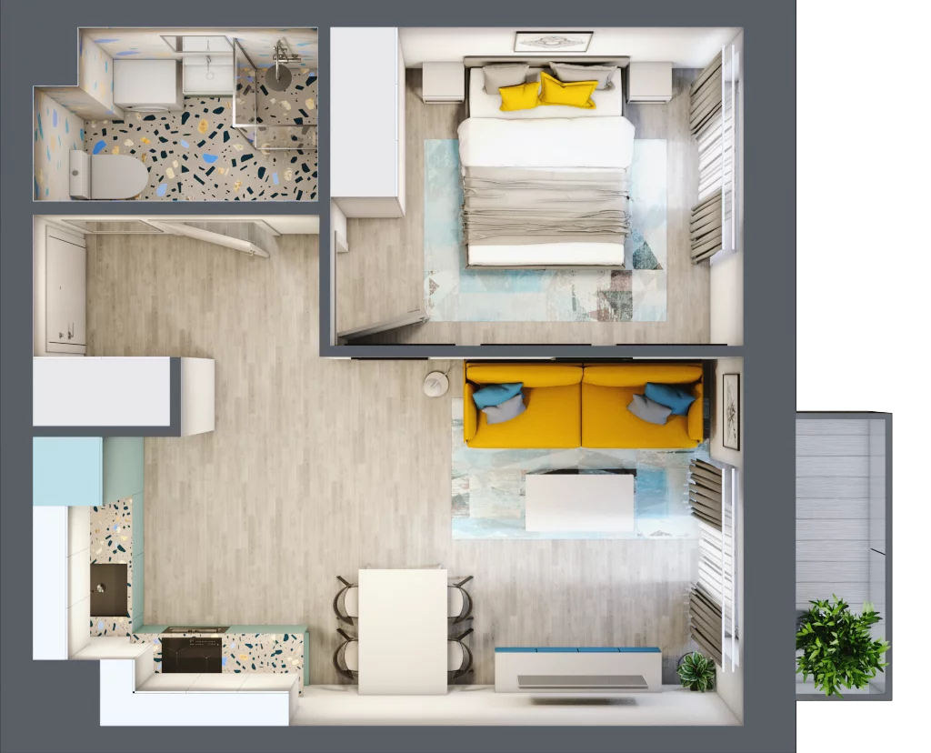 2 pokoje, mieszkanie 36,56 m², piętro 3, oferta nr D2.36, Osiedle Kociewskie III, Rokitki, ul. Tczewska