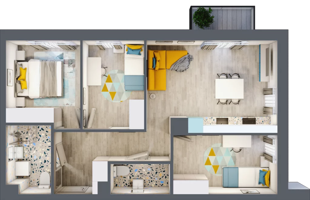 4 pokoje, mieszkanie 64,90 m², piętro 3, oferta nr D3.33, Osiedle Kociewskie III, Rokitki, ul. Tczewska