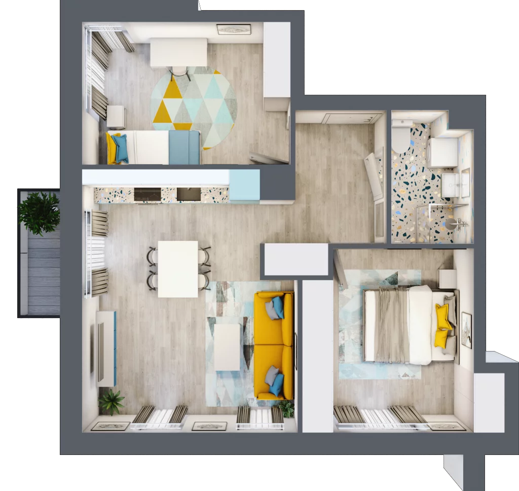 3 pokoje, mieszkanie 55,08 m², piętro 3, oferta nr D3.39, Osiedle Kociewskie III, Rokitki, ul. Tczewska