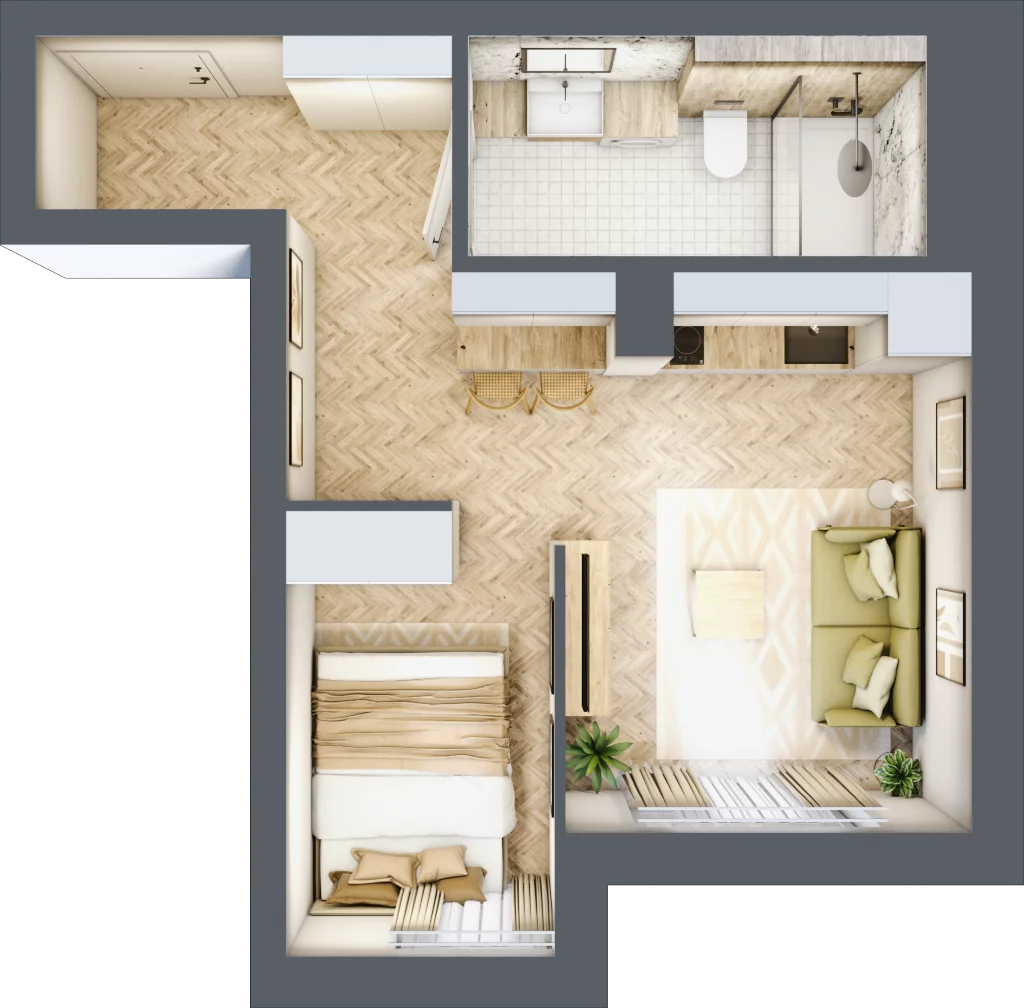 1 pokój, apartament 30,83 m², parter, oferta nr 10.6 (O), Trimare, Sztutowo, ul. Mierzeja Park