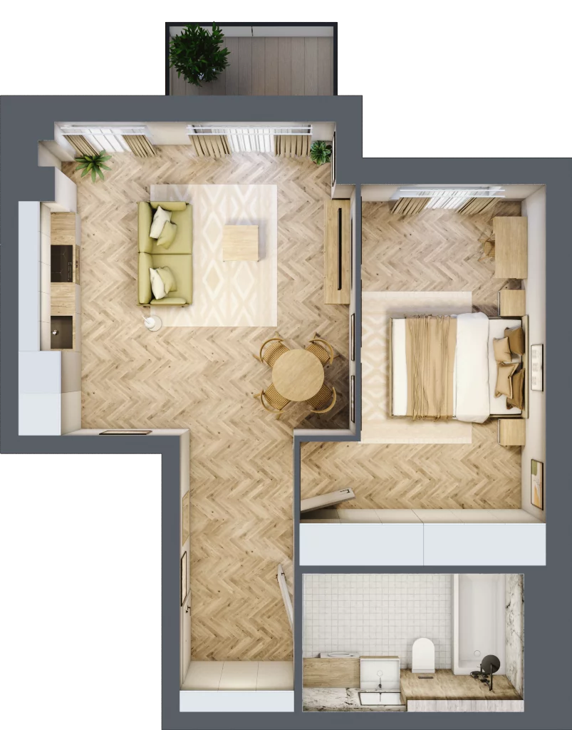2 pokoje, apartament 49,28 m², piętro 1, oferta nr 5.14, Trimare, Sztutowo, ul. Mierzeja Park