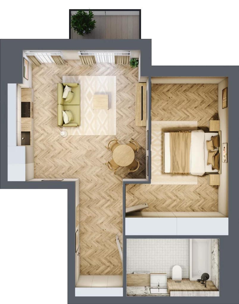 2 pokoje, apartament 46,55 m², piętro 2, oferta nr 12.21, Trimare, Sztutowo, ul. Mierzeja Park