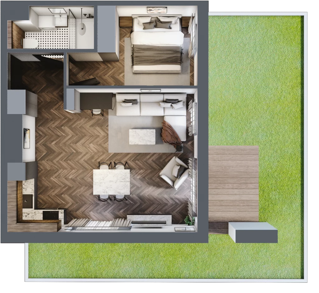 2 pokoje, apartament 45,98 m², parter, oferta nr 6.05, Pino Resort, Gdańsk, Wyspa Sobieszewska, Sobieszewo, ul. Turystyczna 90