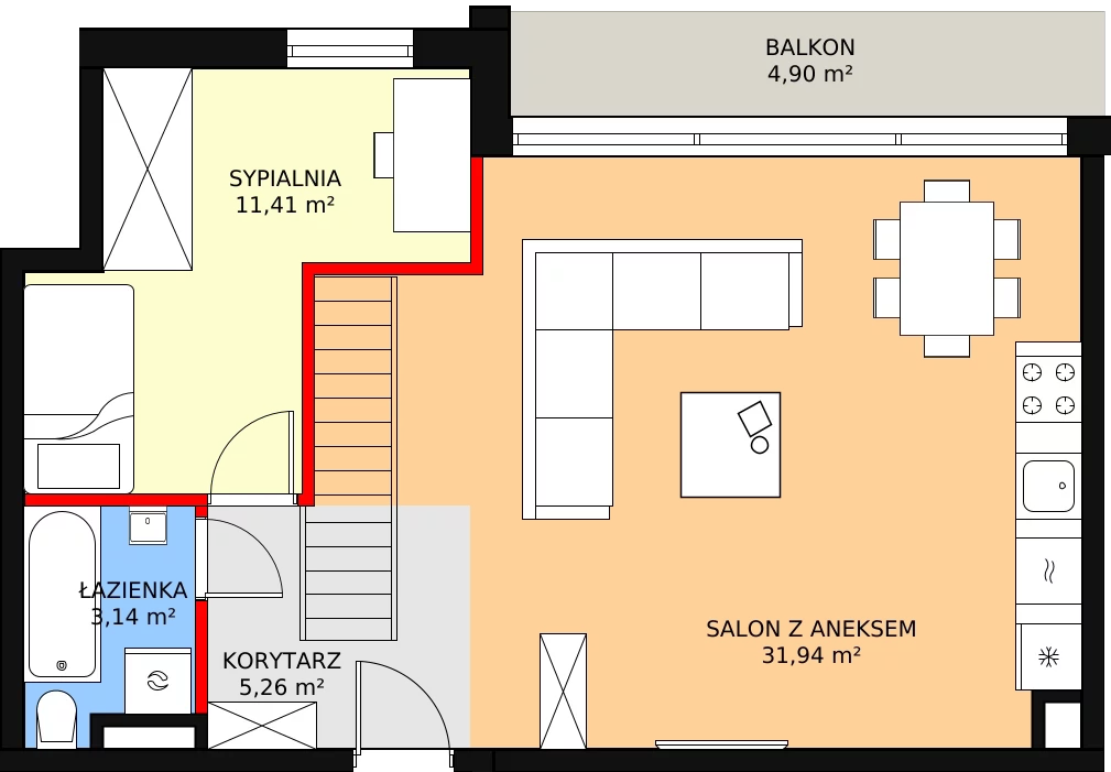 Apartament 81,27 m², piętro 5, oferta nr M18, La Esquina, Gdynia, Śródmieście, ul. 3 Maja/Batorego